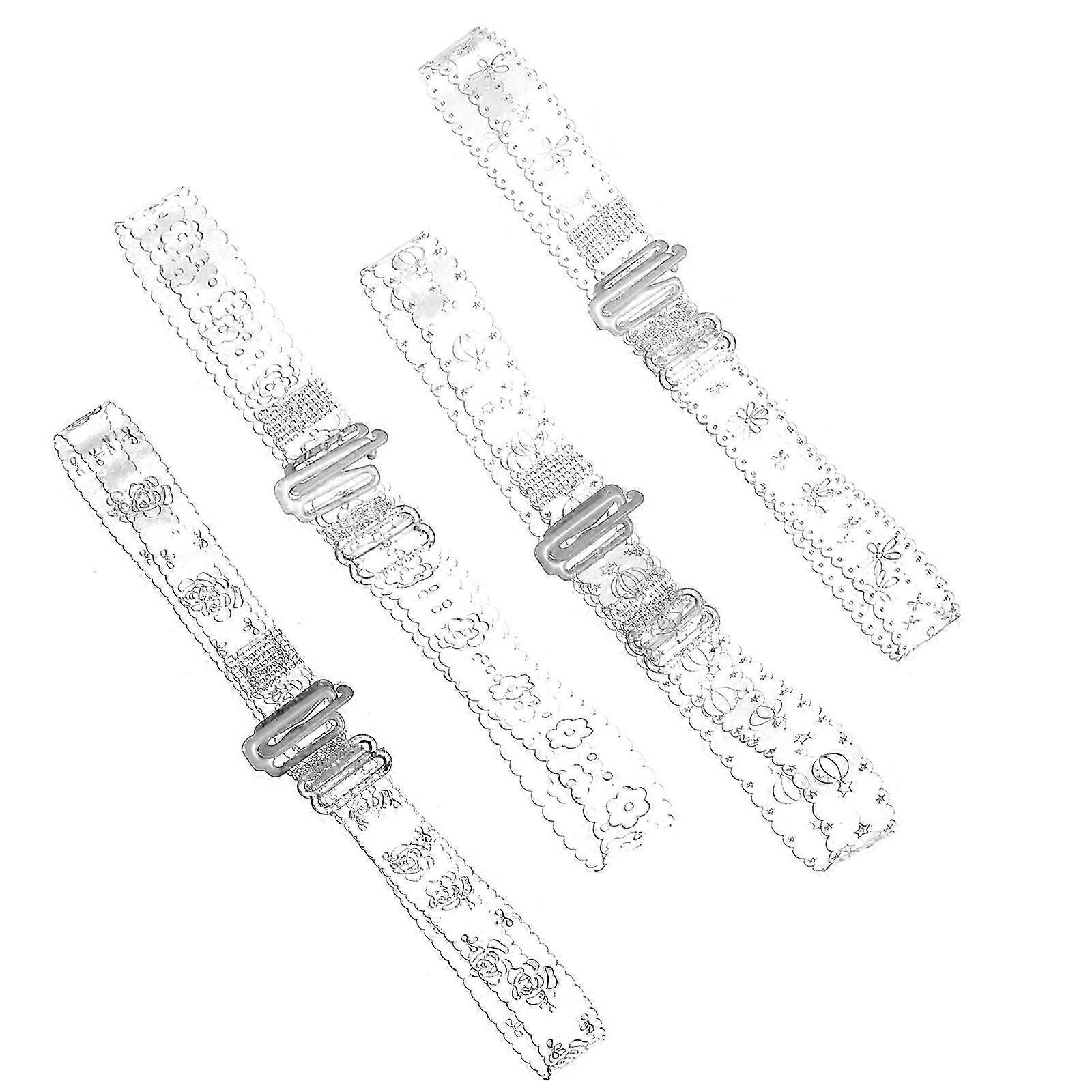 Invisible Bra Strap 4Pairs Tpu Transparent Adjustable Cute Patterns Replacement Strap compatible with Lady