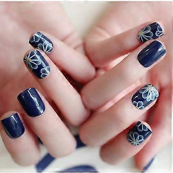 Short Square Press On Nails Glossy Full Cover Acrylic Fake Nails Quick Salon Finish for Women