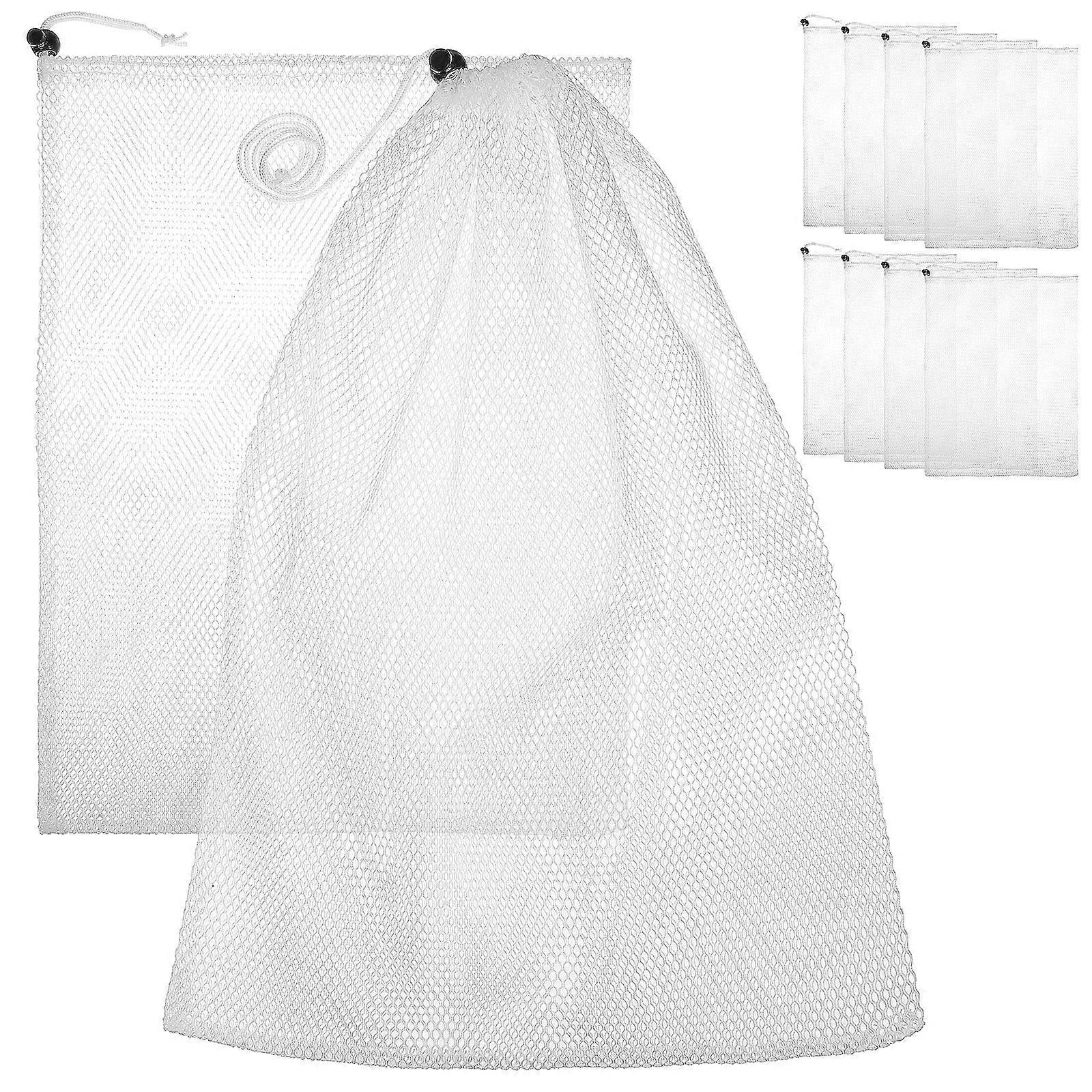 10pcs Polyester Mesh Bags Drawstring Storage Pachets Vegetable Fruit Storage Bag