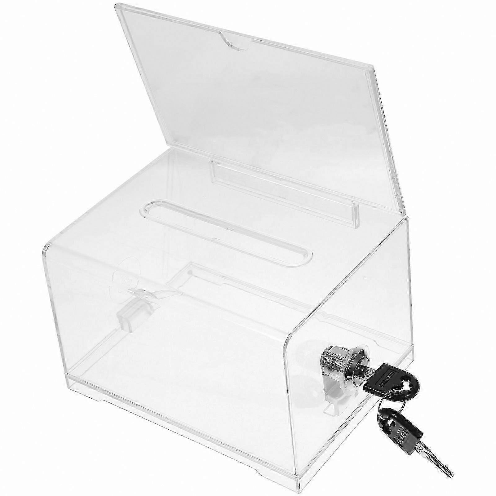 Secure Locking Acrylic Drop Box for Donations, Ballots, Suggestions, Comments, Coins & Stash