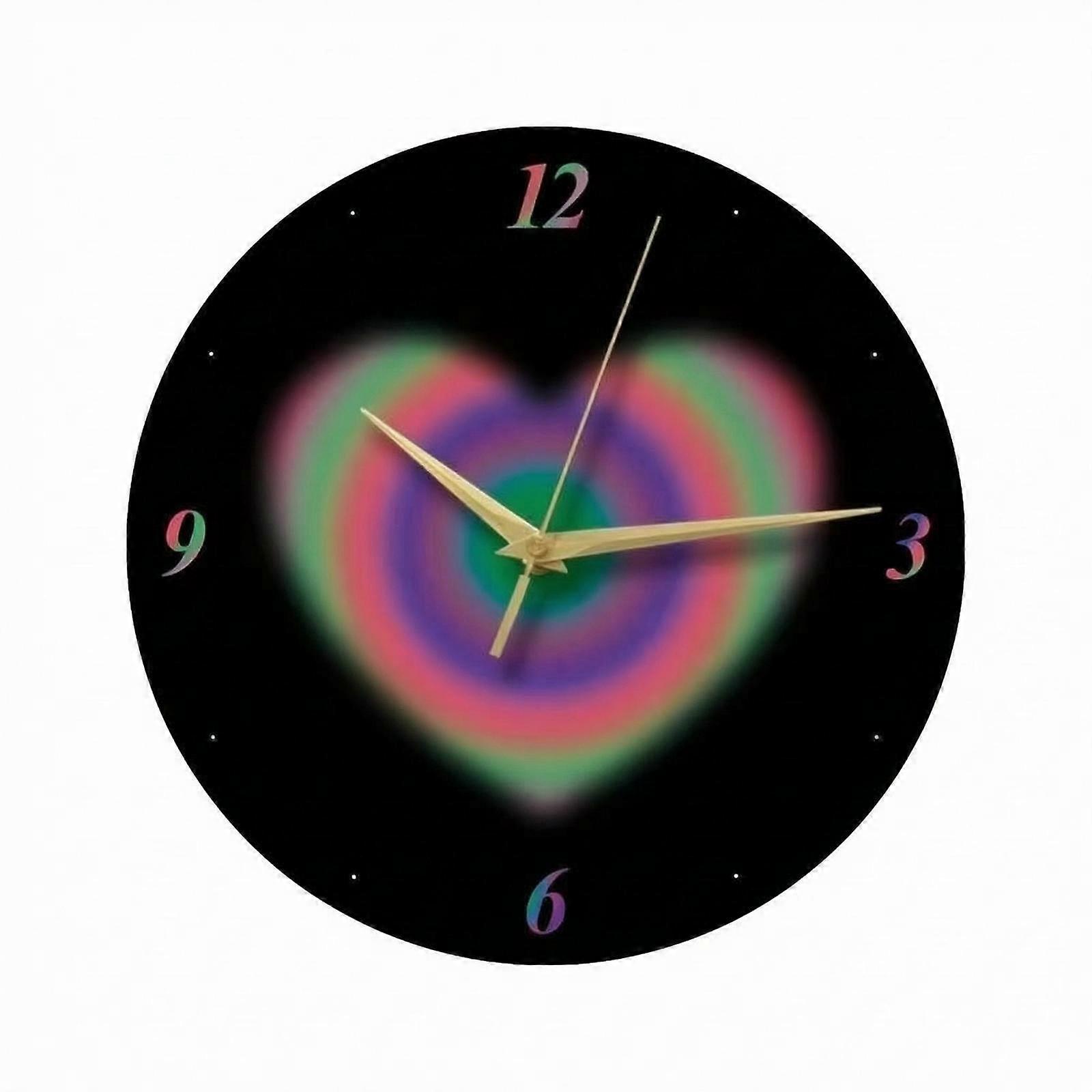 Round Wall Clock Heart-Shaped Center Decorative Wall Clock Glowing