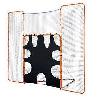 3-in-1 lacrosse-doel, 3,6 x 2,7 meter lacrosse-net met achterwand en doel, snel op te zetten rebounder voor in de achtertuin, oranje