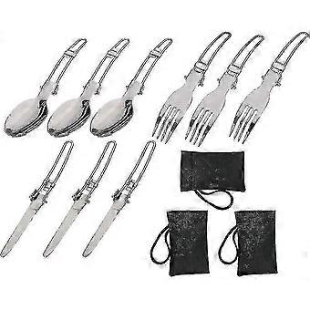 Kampeerbestek set van 3 (vork/mes/lepel)