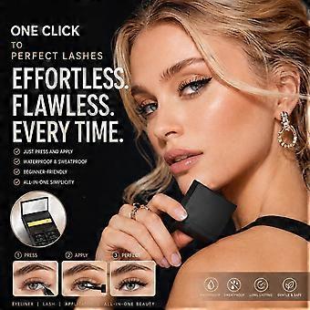 3-i-1 eyeliner og stempelsæt til undervipper, vandfast 0,05 mm fine linjer til naturlige undervipper og ving med skønhedsmærke til begyndere for hurtig glamour