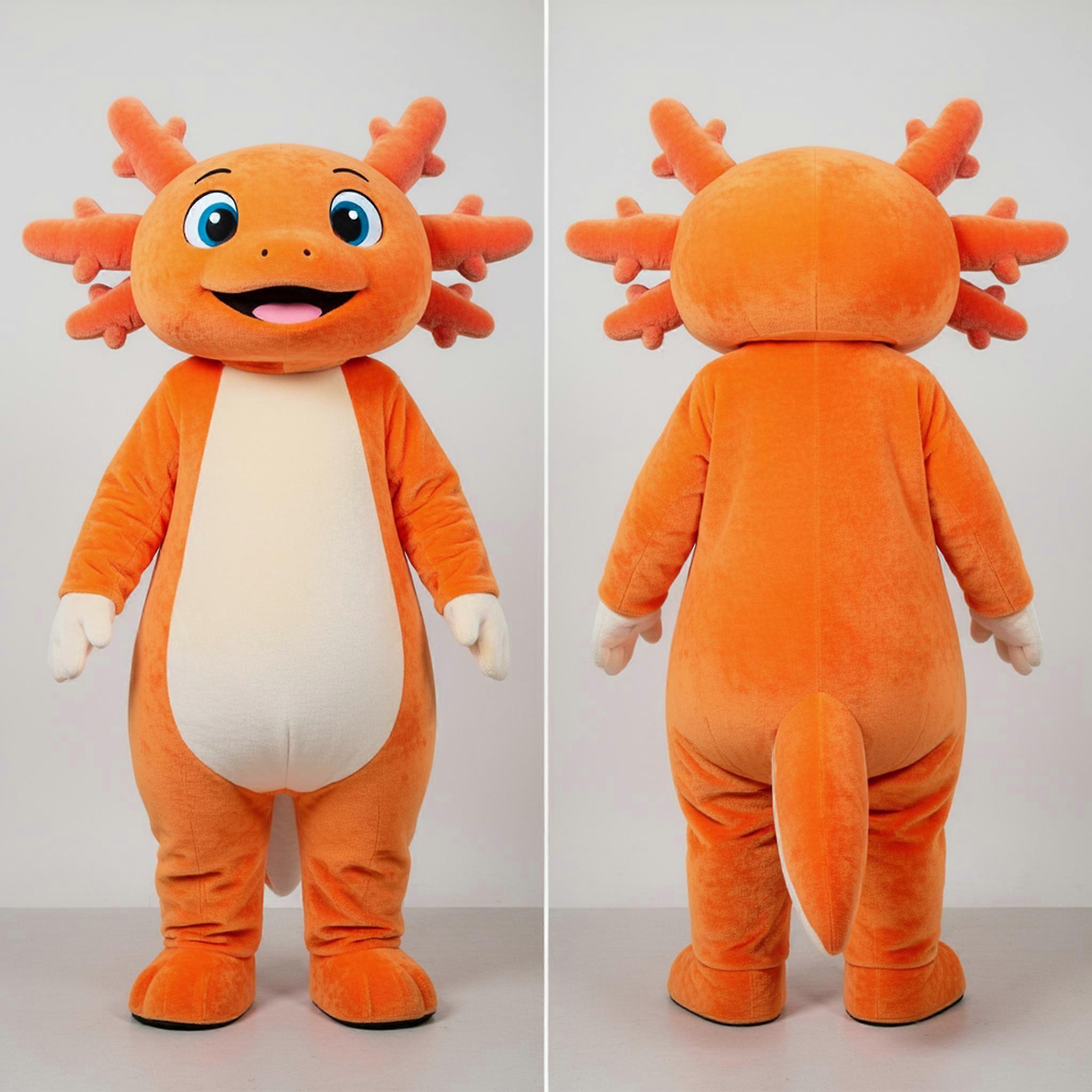 MASTICOT Orange Smiling Axolotls Mascot