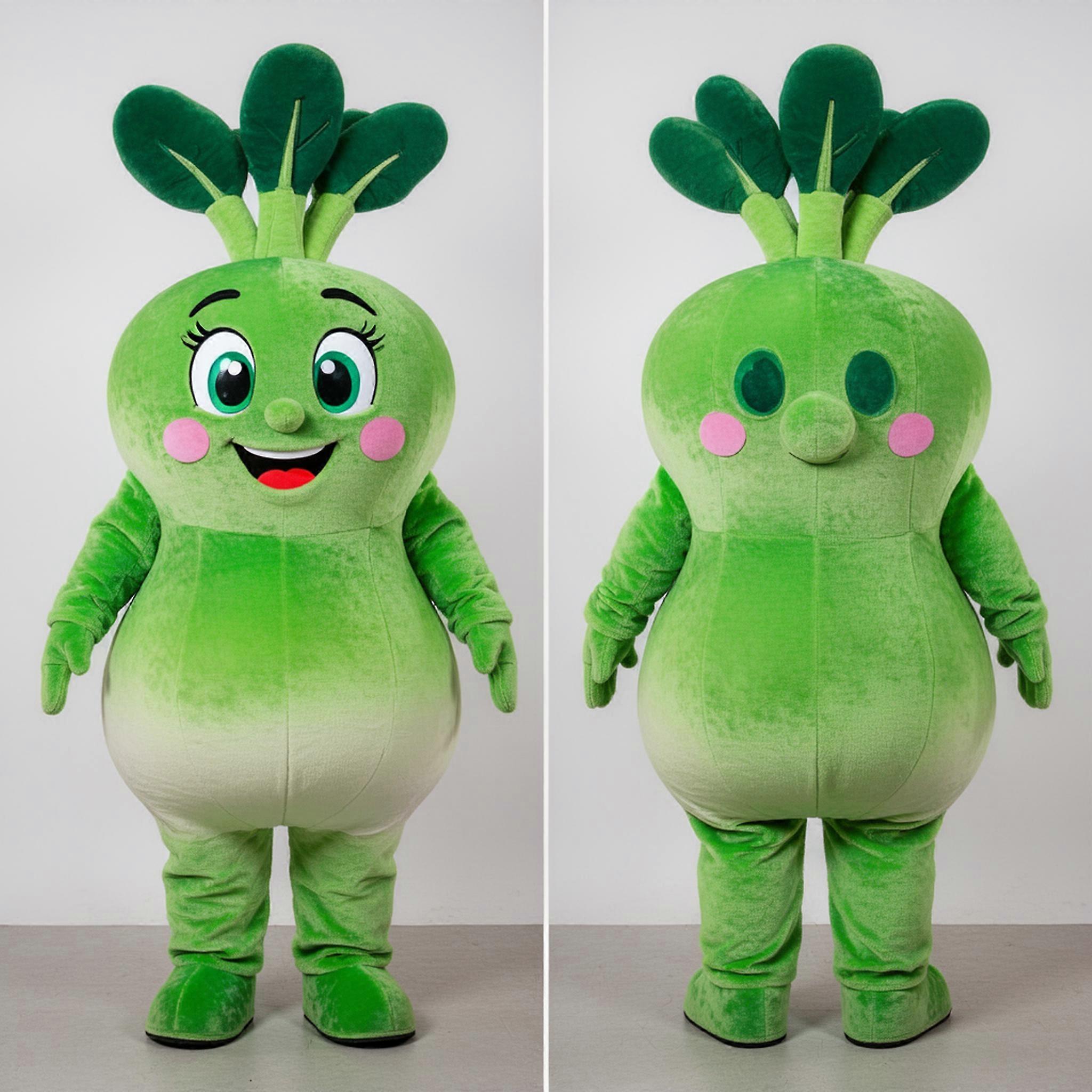 MASTICOT Vibrant Green Cartoon Radish Mascot