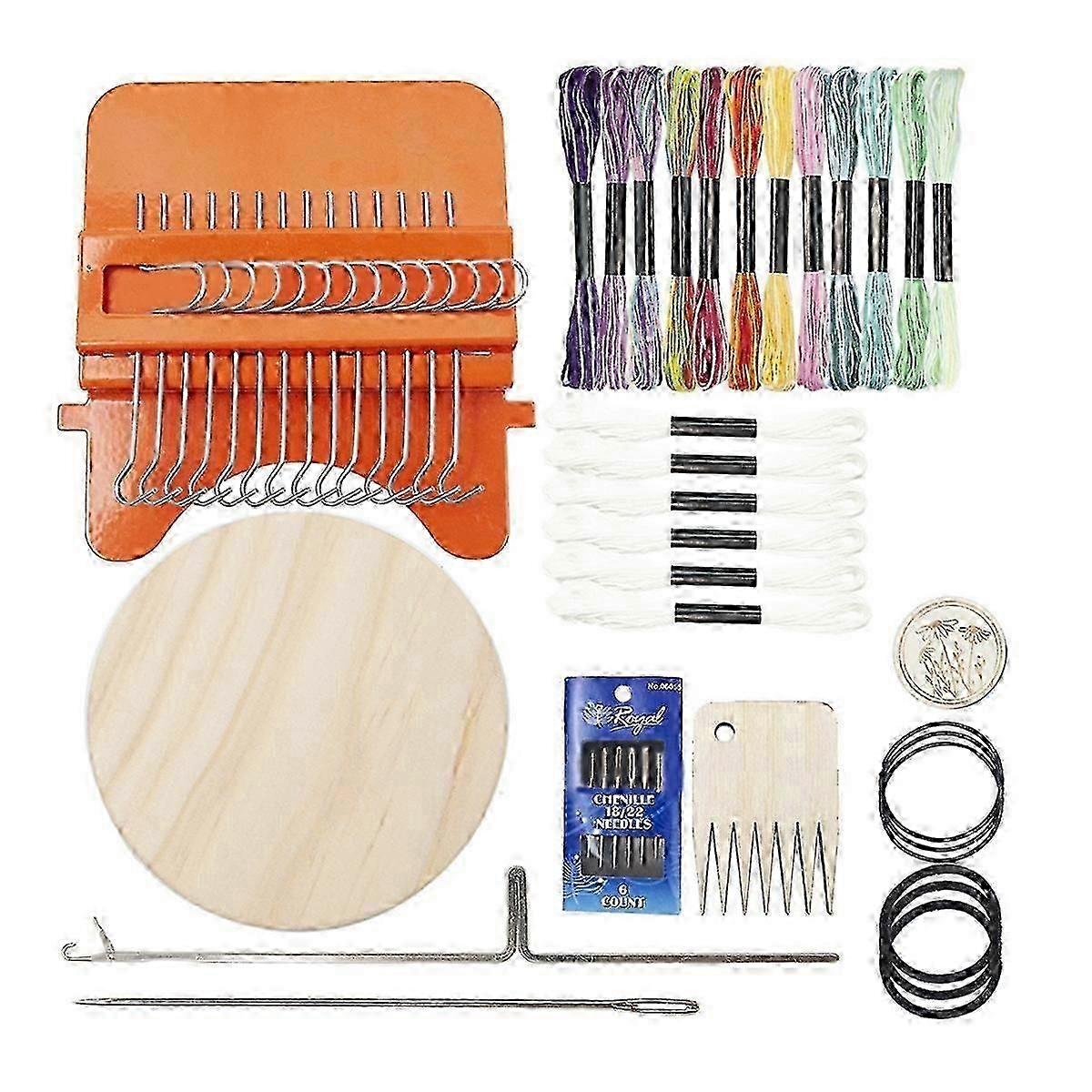 Darning Mini Loom Kits Machine with Threads, Complete Darning Kit compatible with Beginners Quickly Mending Jean Edition 0118