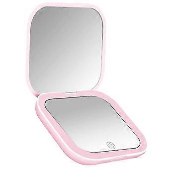 Compact foldable mini makeup mirror with light, portable handheld makeup mirror, small pocket makeup mirror, 2x magnification-SNNGV