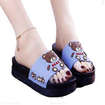 Flipflops met dikke zool, hoog platform en cartoondesign, antislip PVC-slippers, geruisloos lopen, geschikt voor binnen, buiten, badkamer en alle seizoenen.
