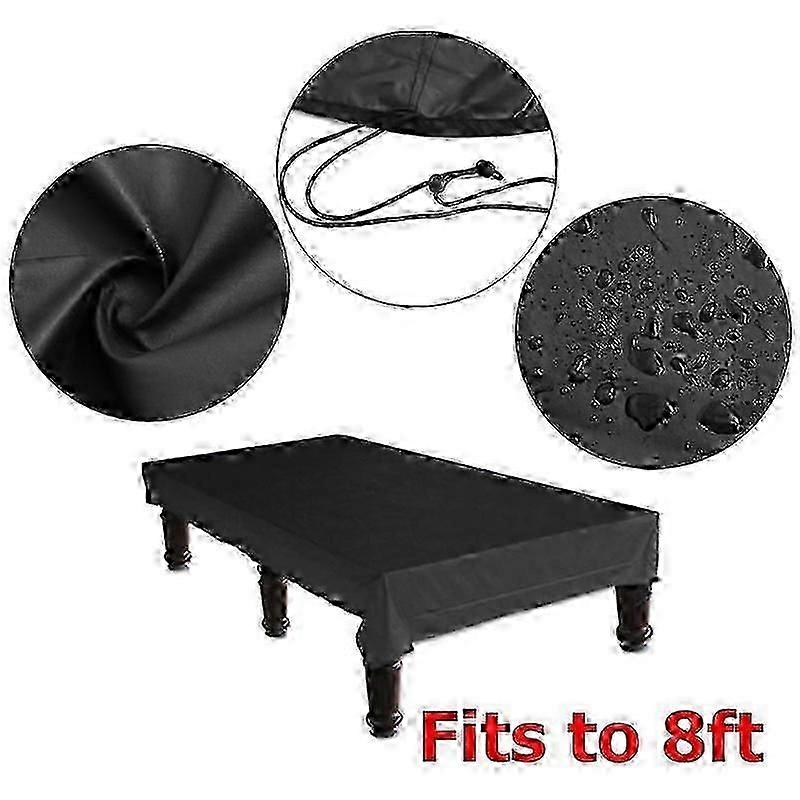 8Ft Billiard Pool Table Cover with Drawstring Durable Waterproof Table Cover for Table, Black