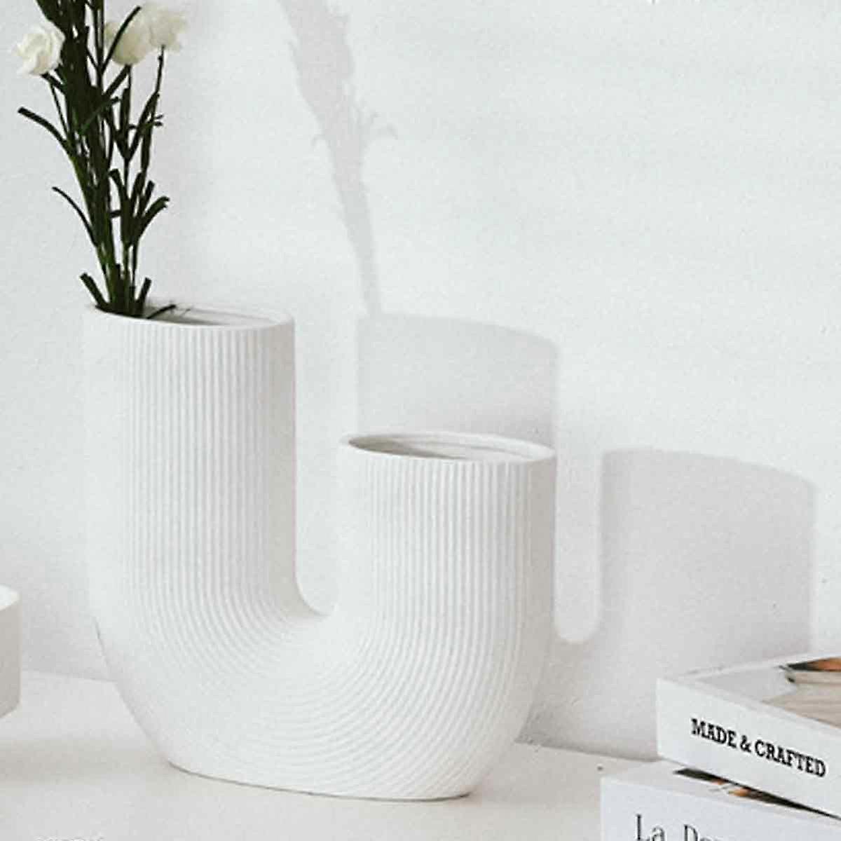 Premium Ceramic U-Shaped Vase For Dining Table