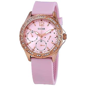 Guess watches ladies sparkling pink Quartz Analog Woman Watch with Silicone Bracelet W0032L9