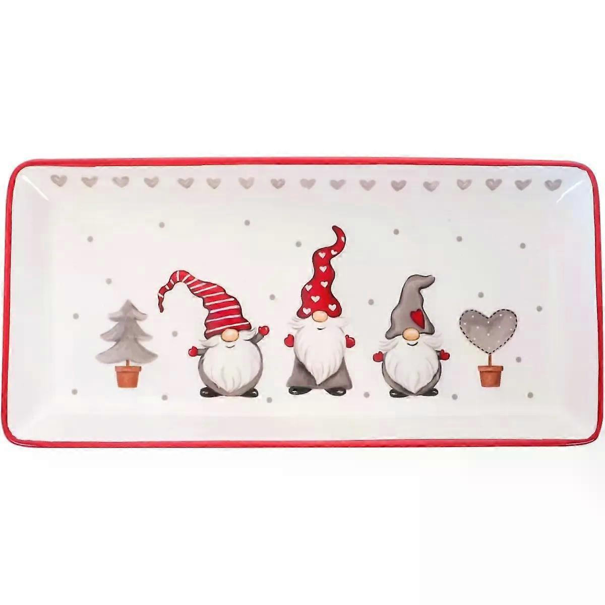 Christmas Serving Platter, Rectangular Ceramic Plate 29.5 x 14 cm