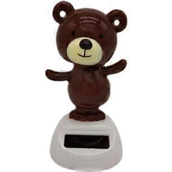 Brown Solar Dancing Bear Bobblehead Toy, Solar Powered Motion, No Battery Needed Car Dashboard Decor