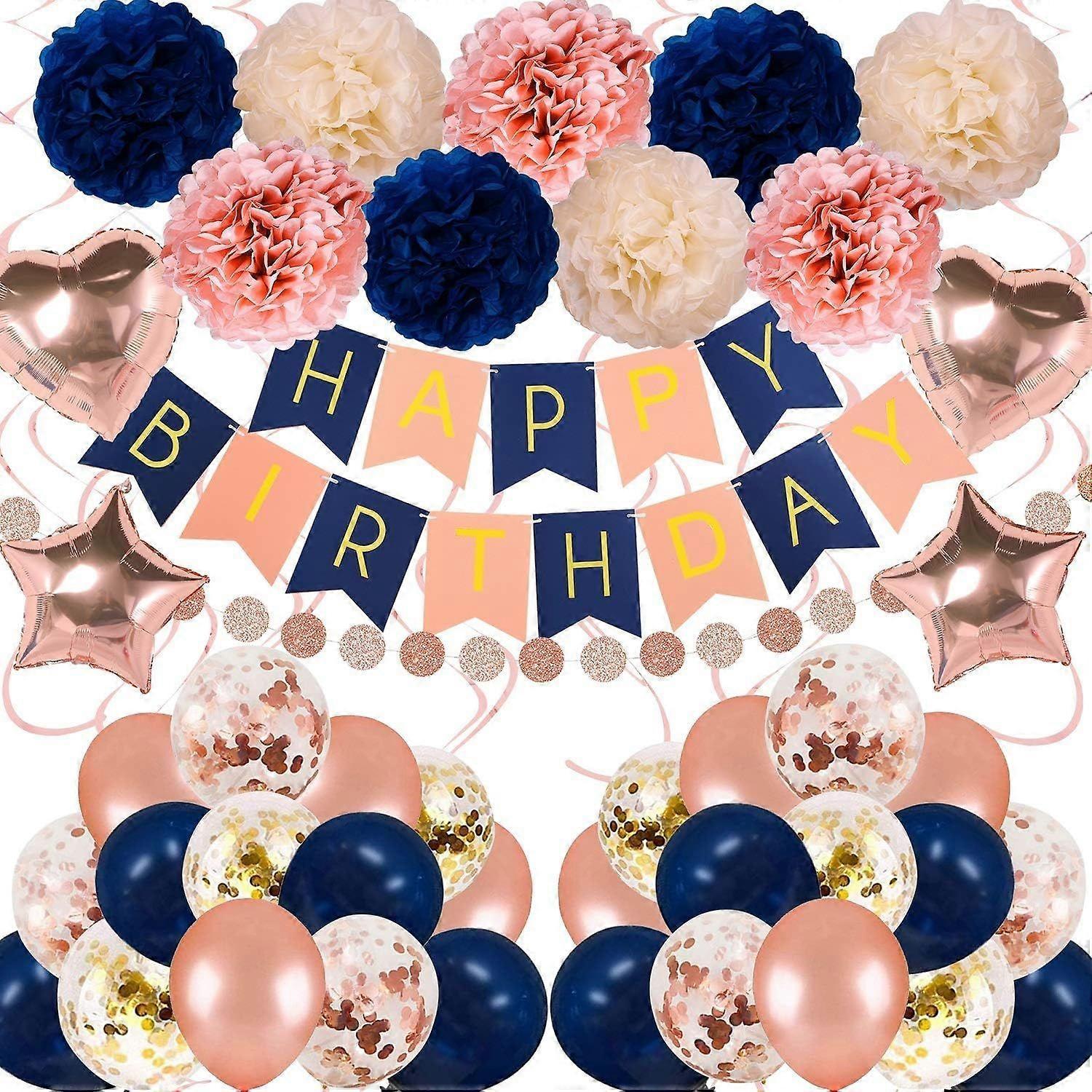 Navy Rose Gold Balloon Decor Bundle