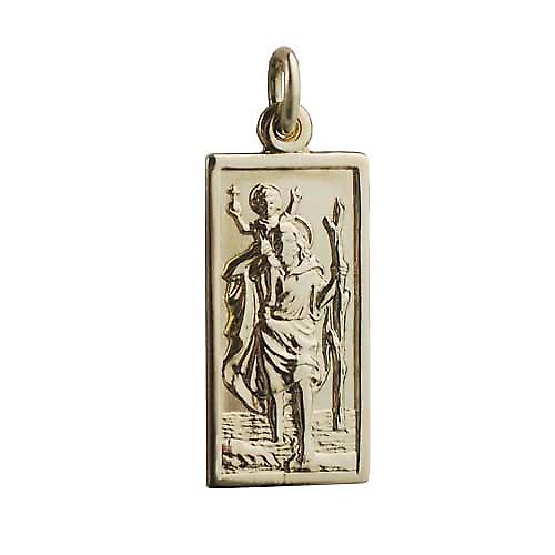 18ct Gold 26x13mm rectangular St Christopher Pendant