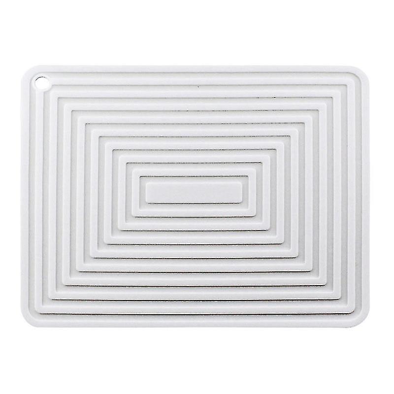 Silicone Pot Holder Square Thick Heat Insulation Pad Non-slip Kitchen Table Mat(white)