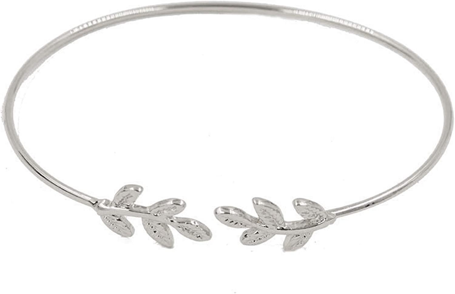 Creative Adjustable Leaf Open Cuff Bangle Bracelet Jewelry Accessory Gift for Women Men
