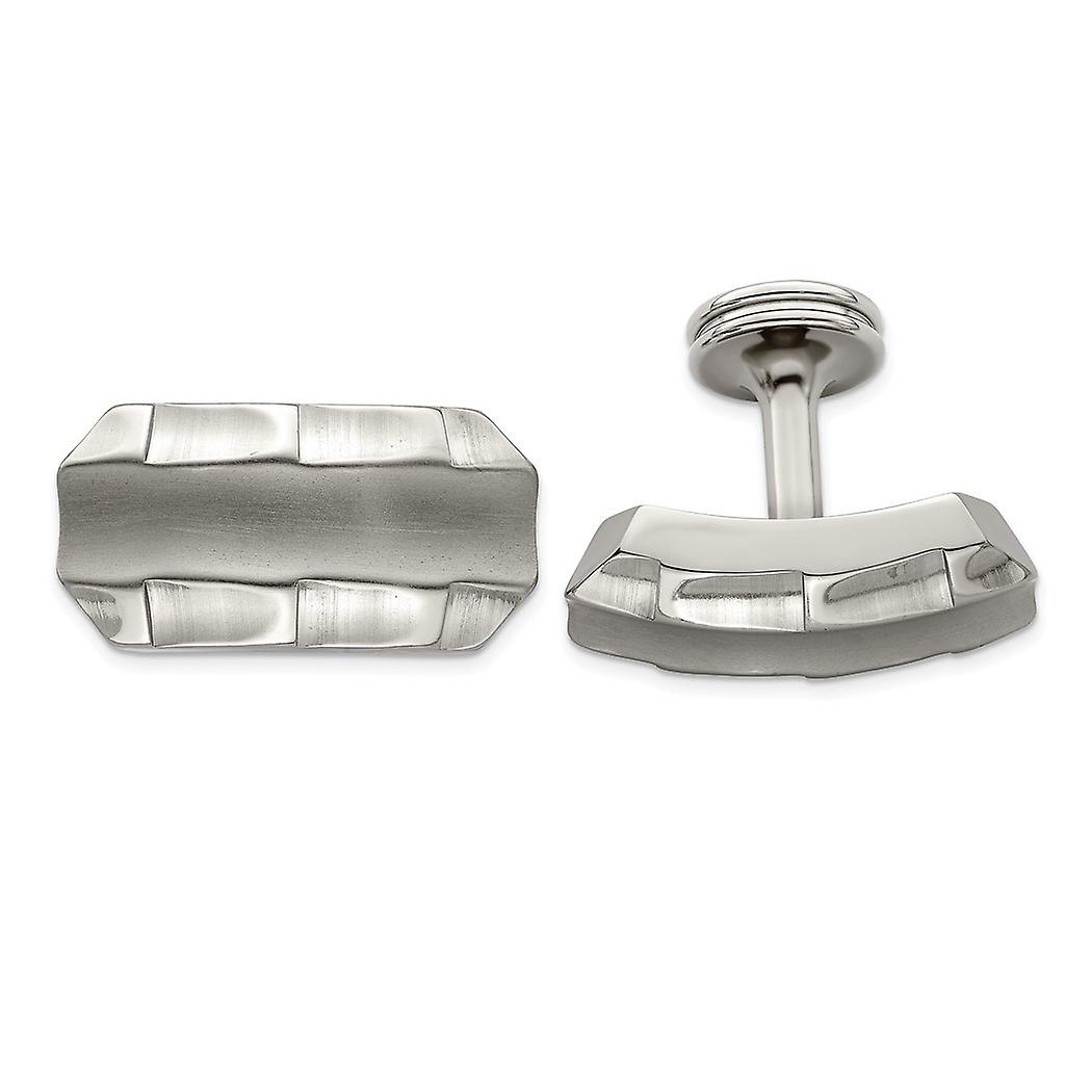 Titanium Brushed and Polished Faceted Edges Cufflinks Cuff Link for Men - 12.5 Grams
