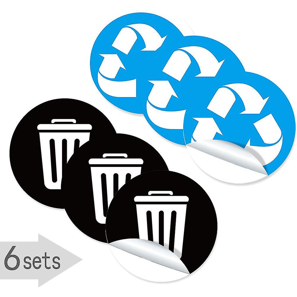 1 Set Of 6 Sheets Pvc Garbage Sorting Stickers Adhesive Trash Bin Sticker