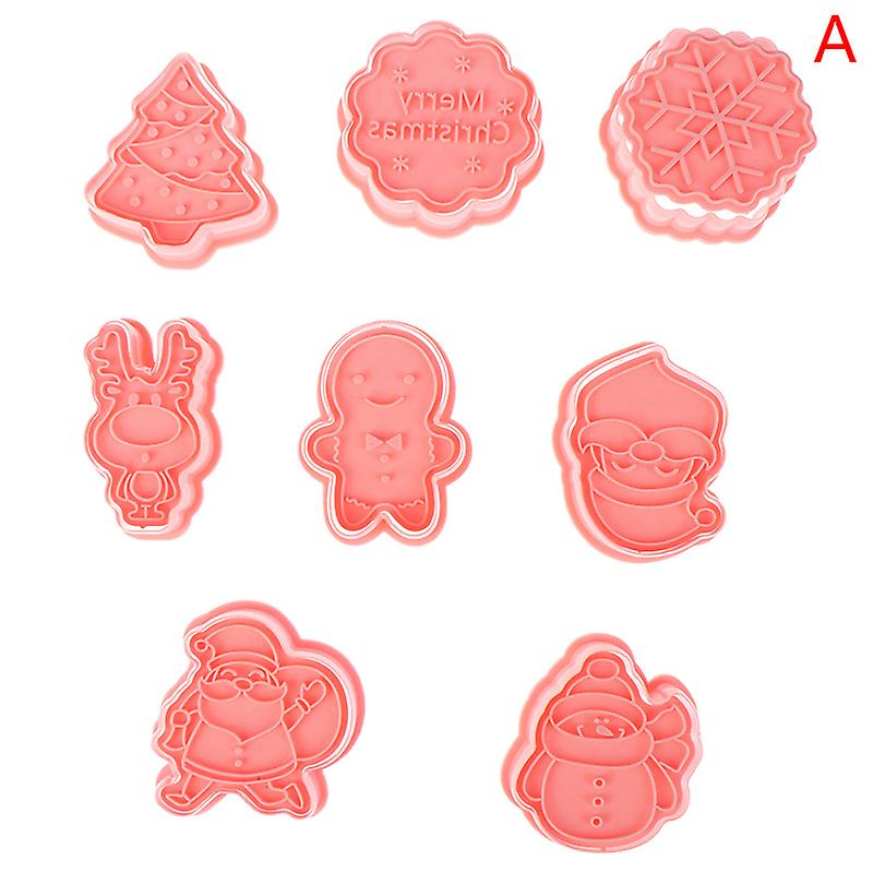 8pcs/set Christmas Cookie Embosser Mold Cartoon Xmas Pattern Decorating Tool