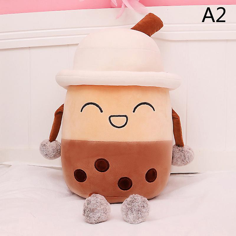 Bubble Tea Cup Shaped Pillow Pearl Milk Tea Plush Toys Stuffed Soft Back Cushion