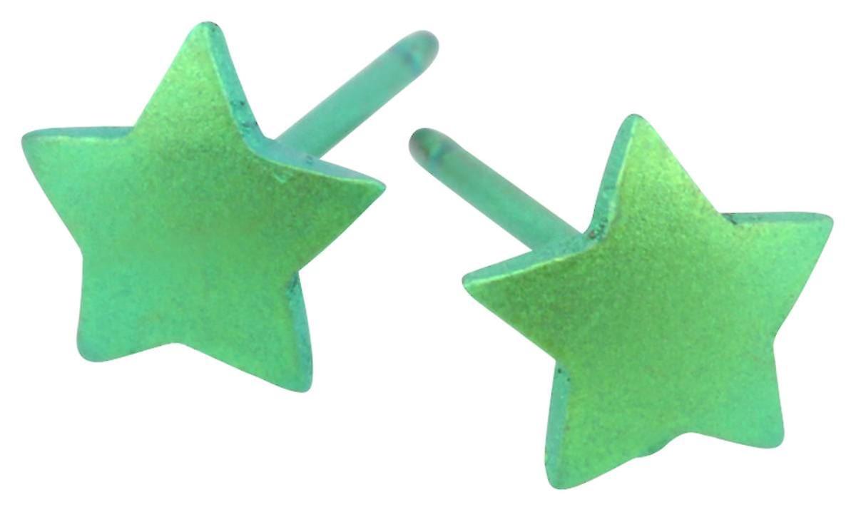 Ti2 Titanium Geometric Star Stud Earrings - Fresh Green