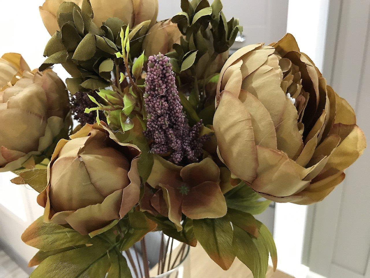 Meilleur spray artificiel de pivoine de café vintage de 50cm