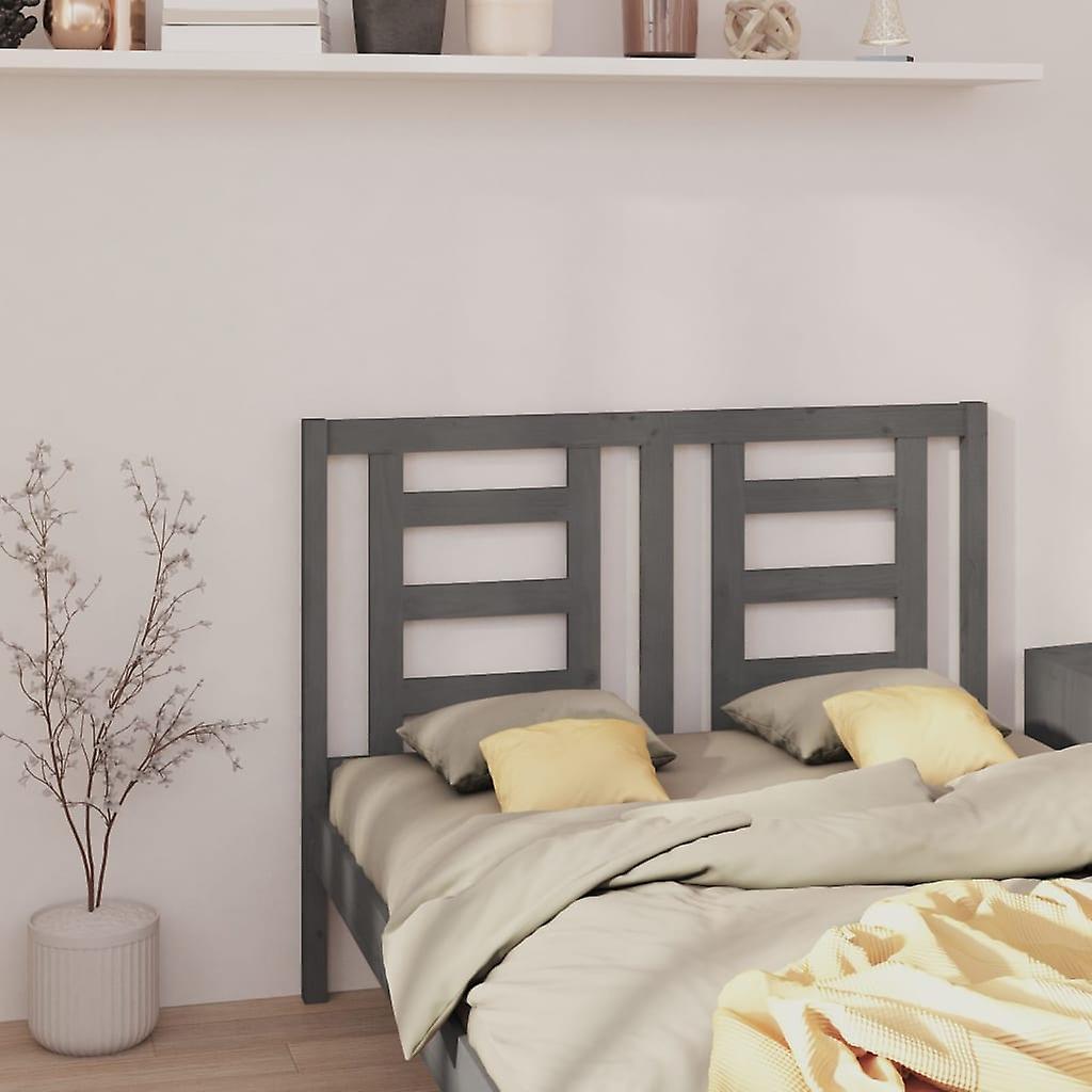 Headboard Grey 146x4x100 cm Solid Pine Wood
