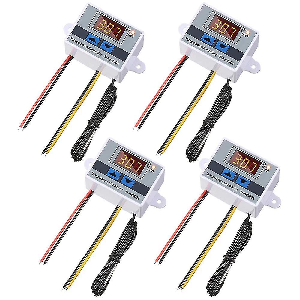 4pc Xh-w3001 Digital Temperature Controller Module Thermostat Switch Waterproof Probe Electronic Th