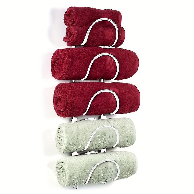 1/5pcs No Punching Wall Rack For Towel Rall Bathroom Wall Hanging Towel Rack Multifunctional Storage Rack Multi-layer Iron Hanging Rack Wall Stora