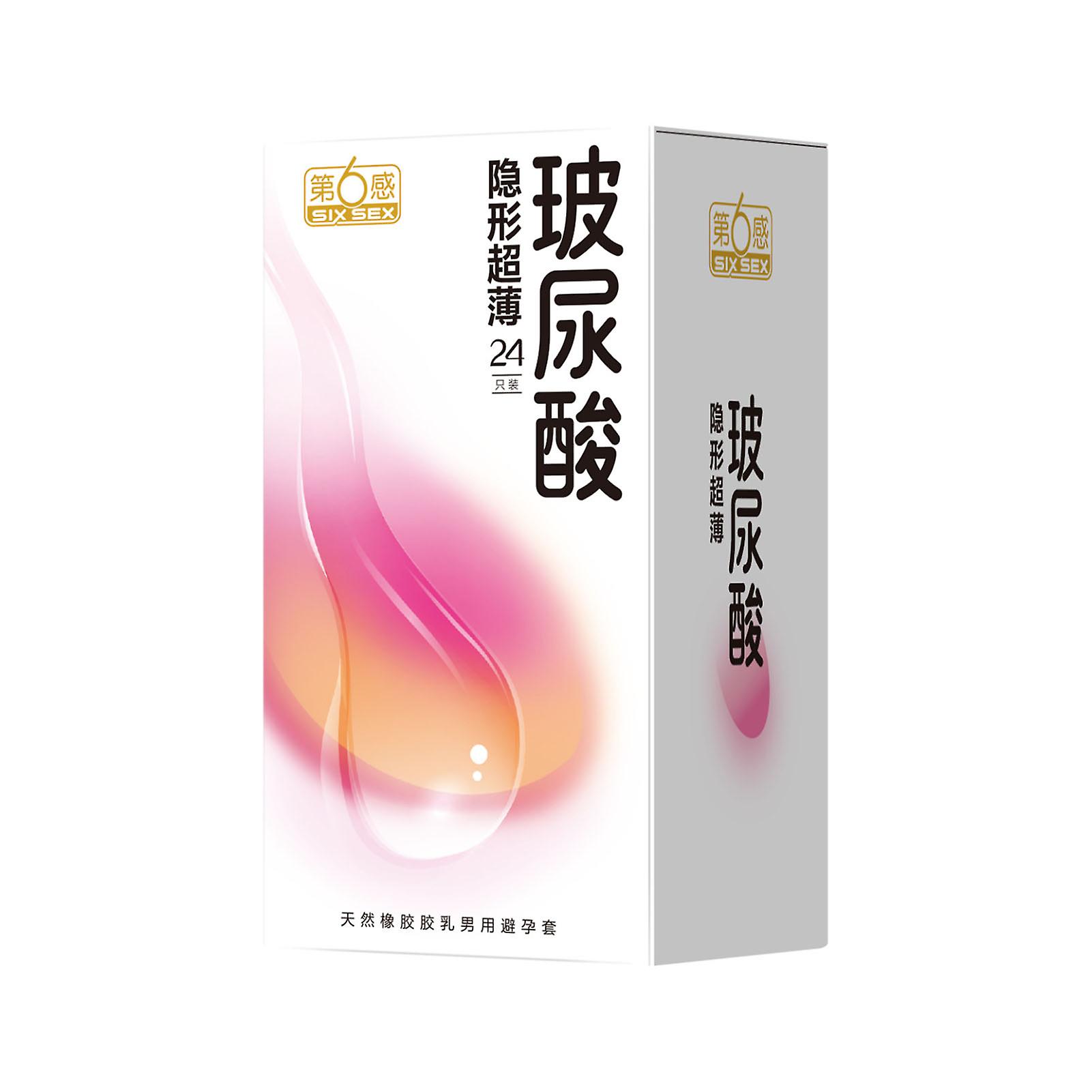 24pcs Male Natural Latex Condoms Deep Stimulation Hyaluronic Acid Condoms For Bedroom Honeymoon Night