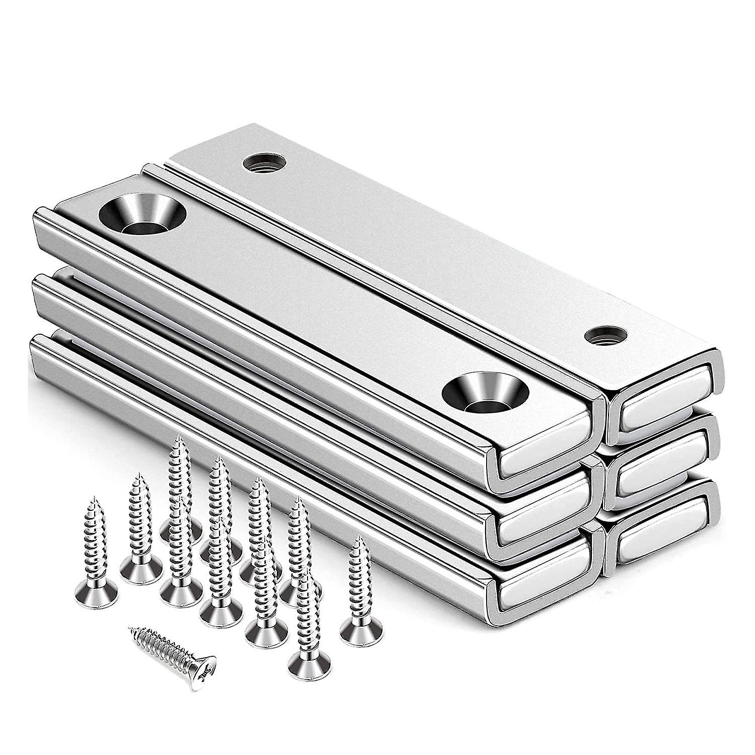 Neodymium Rectangular Magnets 70lbs, Bar Magnets With Countersunk Hole And Steel Capsule, For Wall