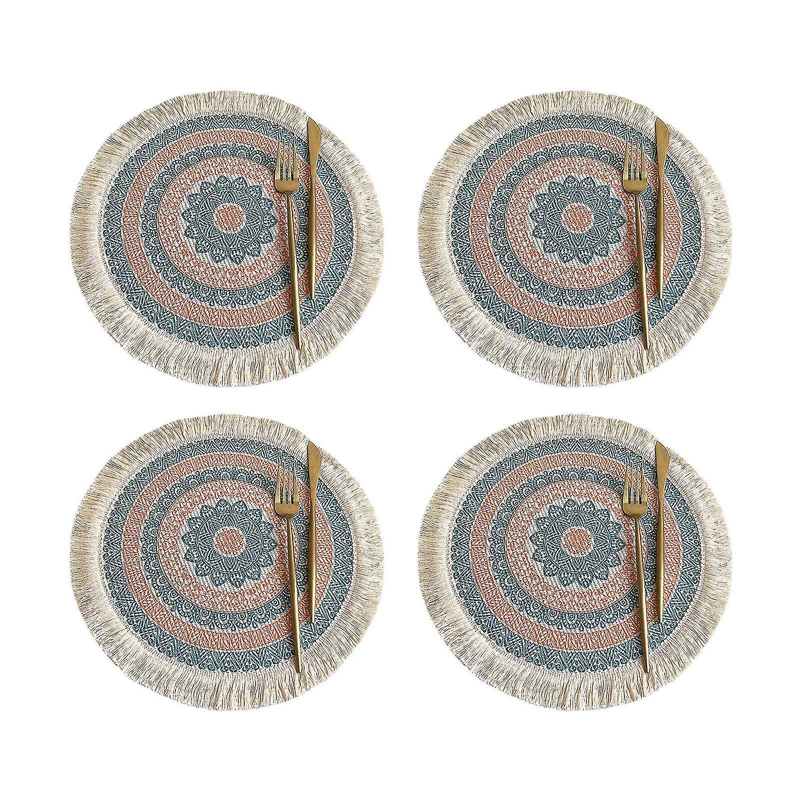 Nordic Style Insulation Table Mat 4pcs Polyester Cotton Tassel Placemat