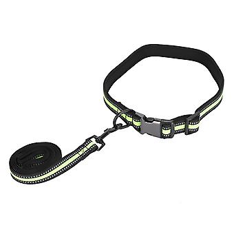 Collar de perro reflectante ajustable Collar de perro para mascotas Juego de accesorios de cuerda de tracción de plomoVerde fluorescente S