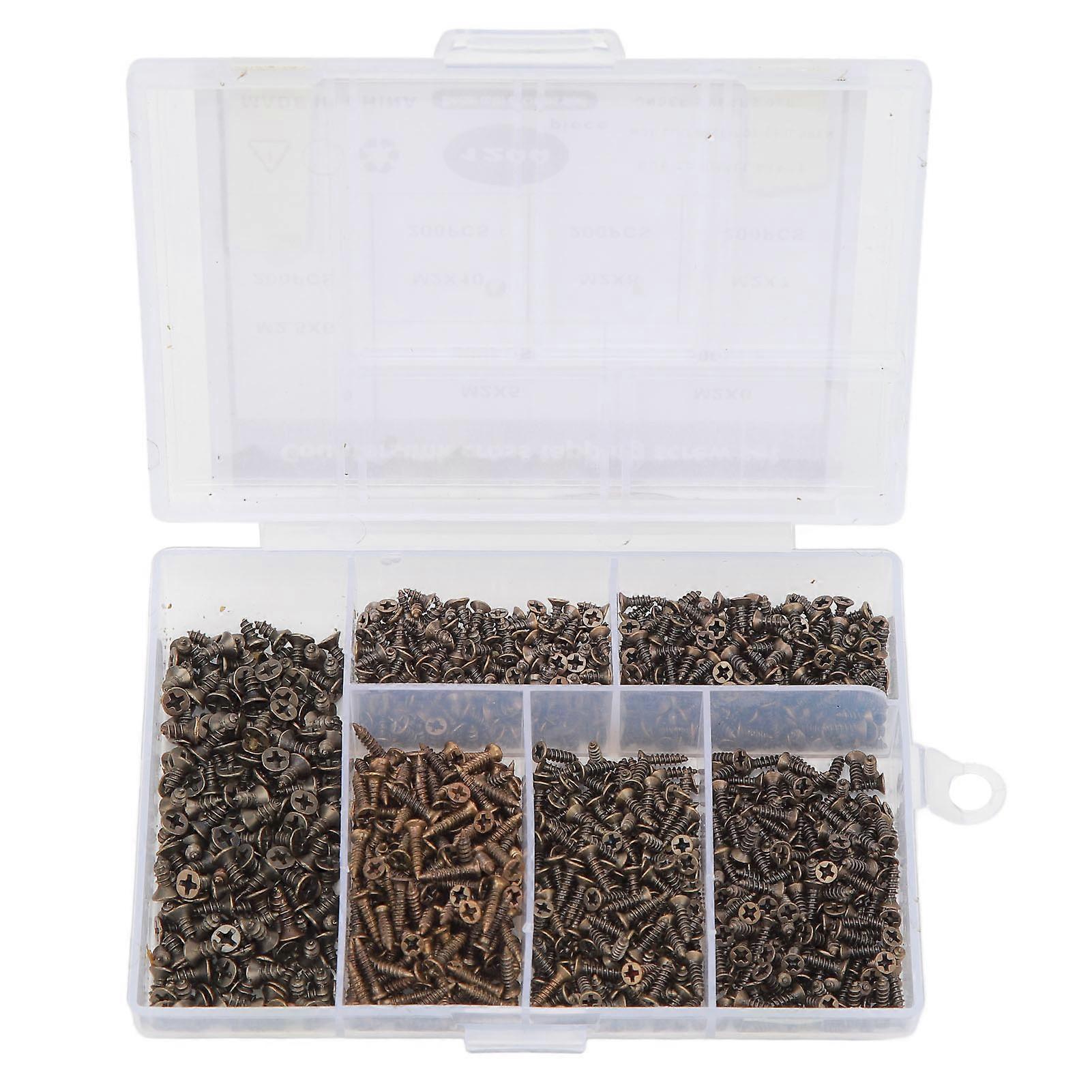 1200Pcs M2 M2.5 Countersunk Cross Self Tapping Screw Kit Miniature Fastener Screw for Woodworking 