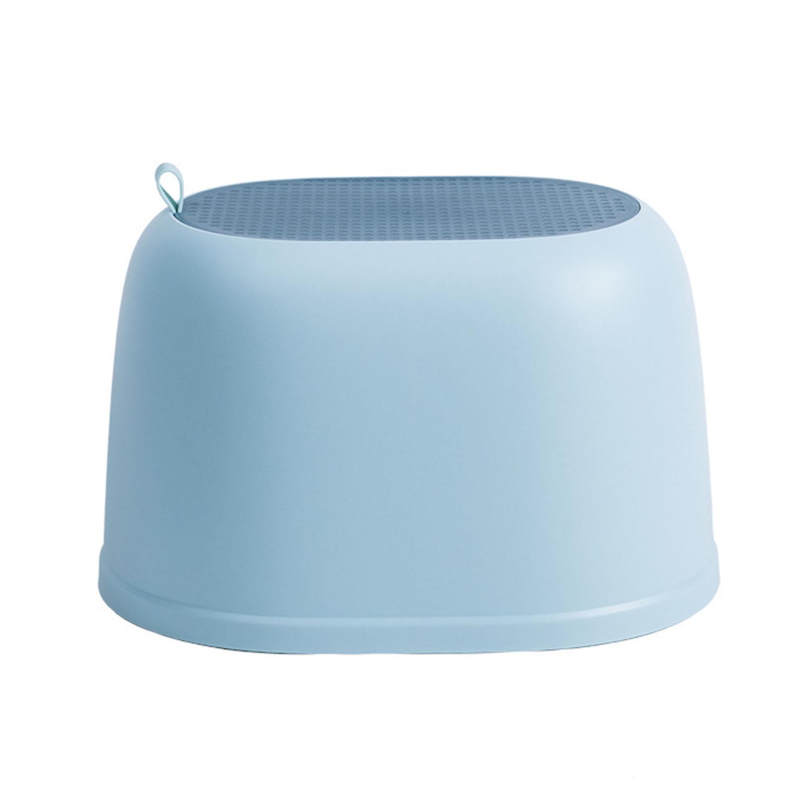 Light Blue PP Plastic Kids' Stool with Handle - Portable, Stackable & Non-Slip