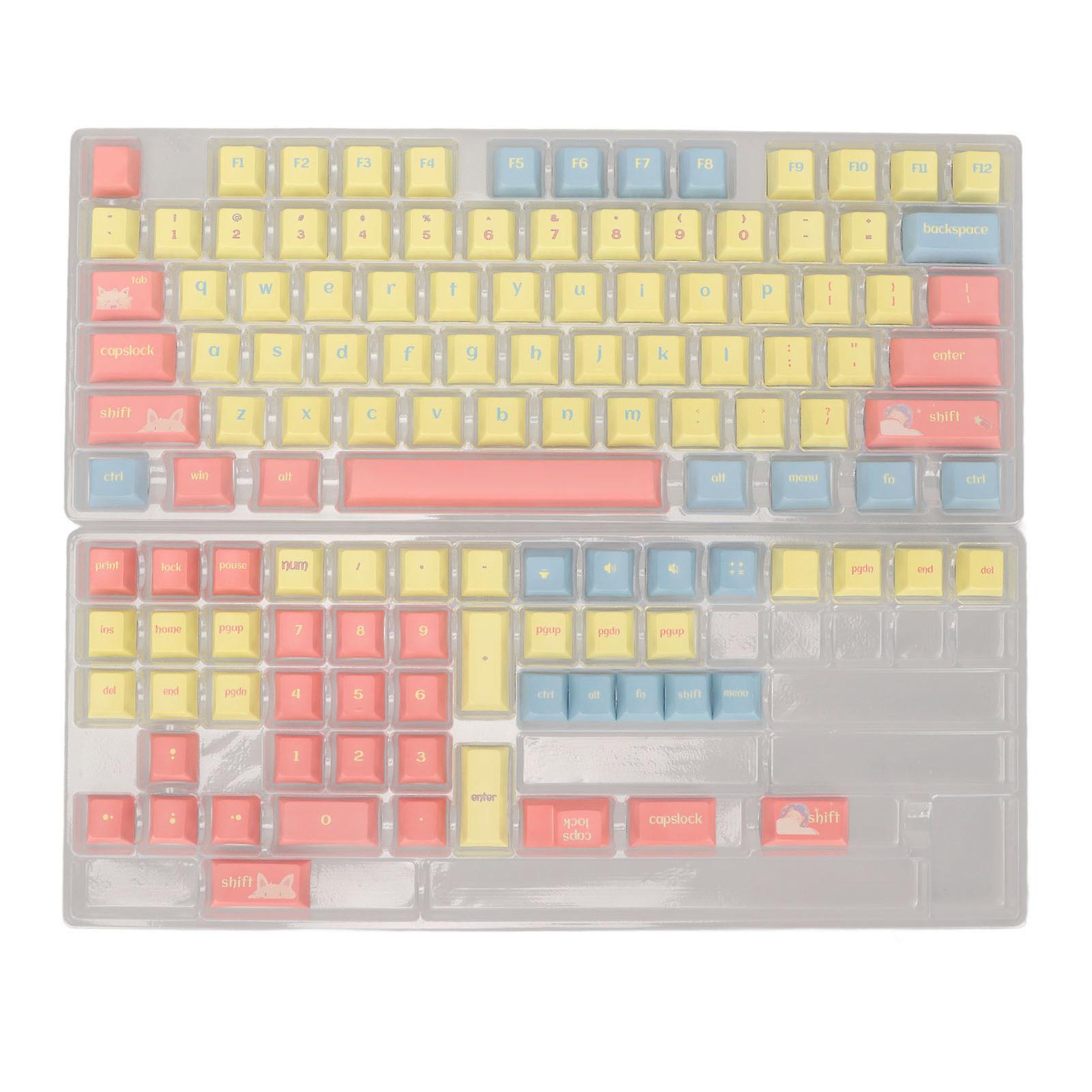 Mechanical Keyboard Keycaps 124 Keys PBT Dye Sublimation Vivid Colors for PC Gaming
