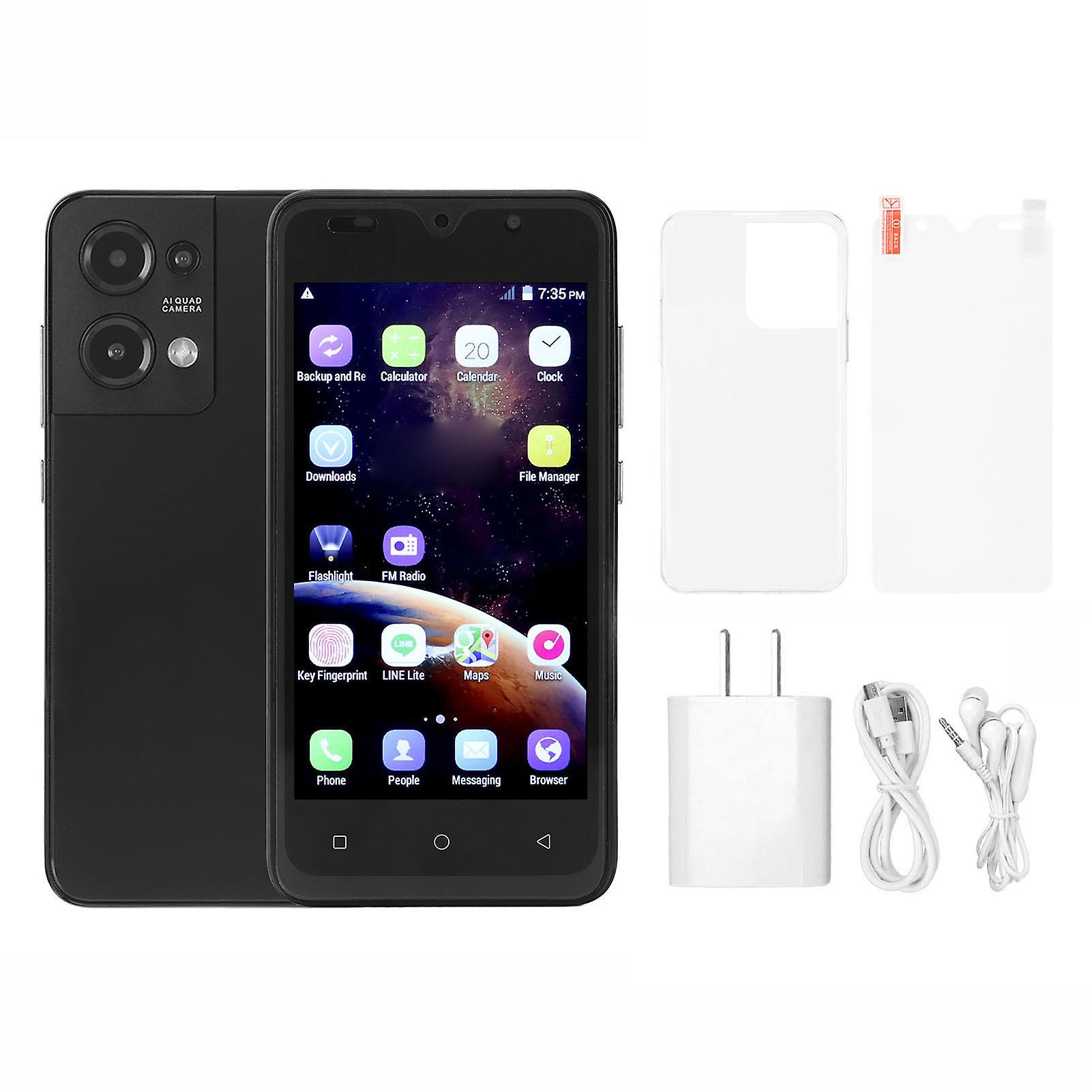 5.0" Black Android Smartphone, Dual Camera, Face Recognition, 2GB RAM, Dual SIM, US Plug