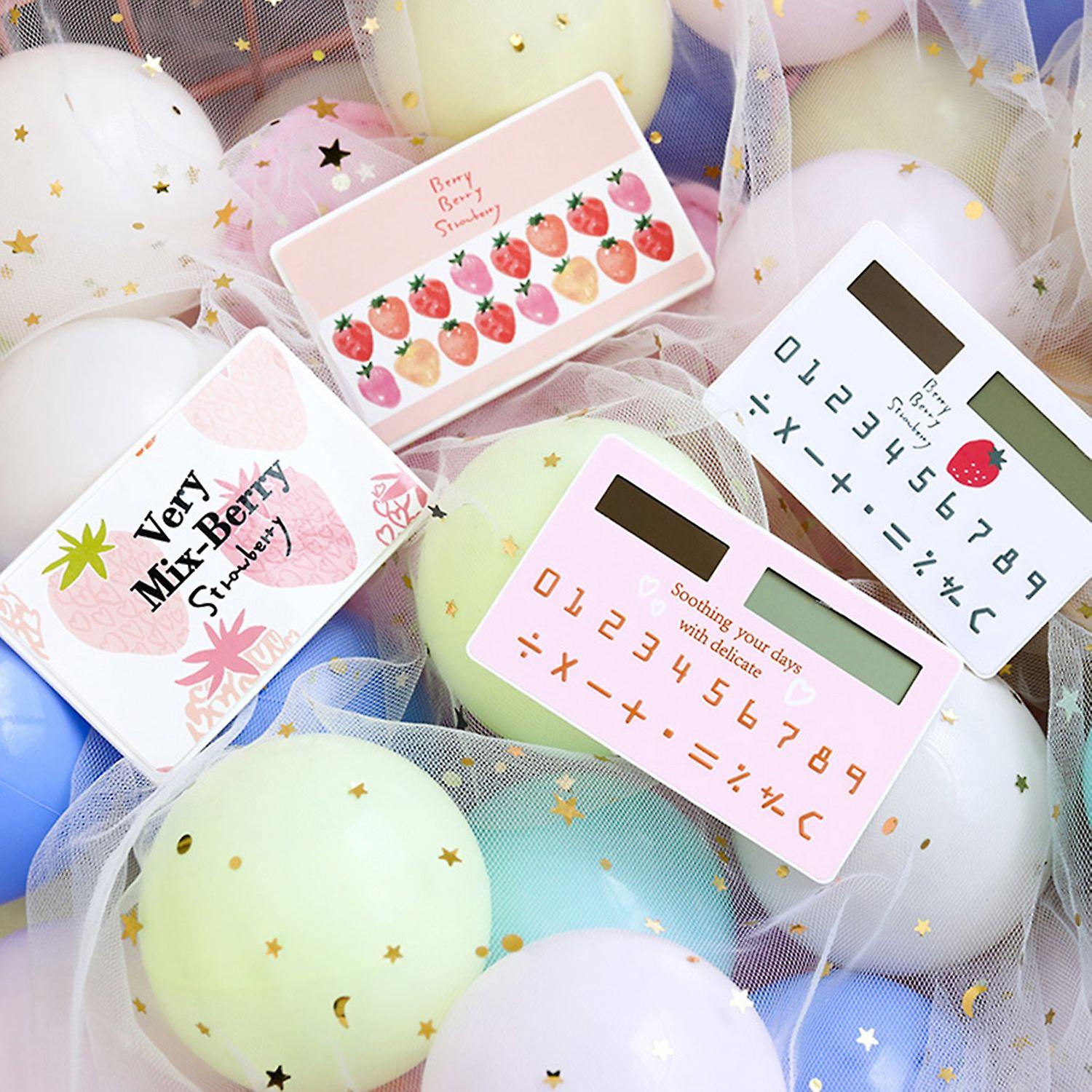 Mini Card Size Calculator Ultra-thin Cute Cartoon Solar Powered Calculator 8 Digits Display Portable