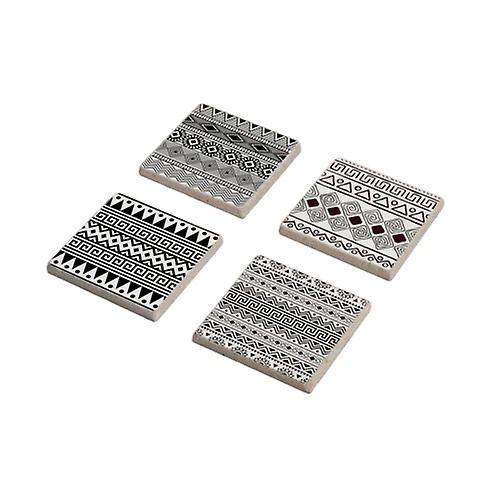 Ancient Greek Motif Printed Stone Coasters Set