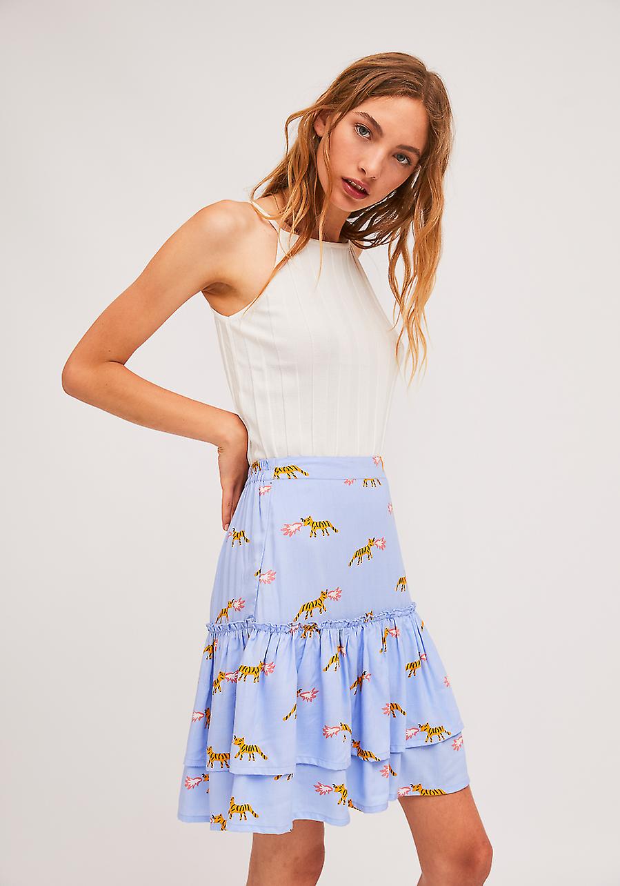 Compania Fantastica Short Lilac Ruffled Skirt with Tiger and Fire print SS21SHE42