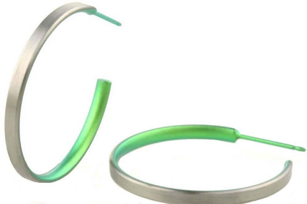 Ti2 Titanium Medium Hoop Earrings - Green