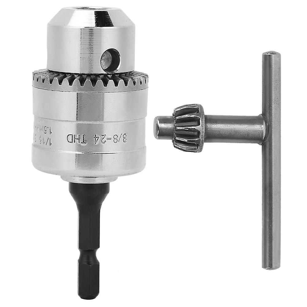 Drill chuck key and driver adapter compatible with 1.5 - 10mm drills, 3/8 - 24UNF specifications