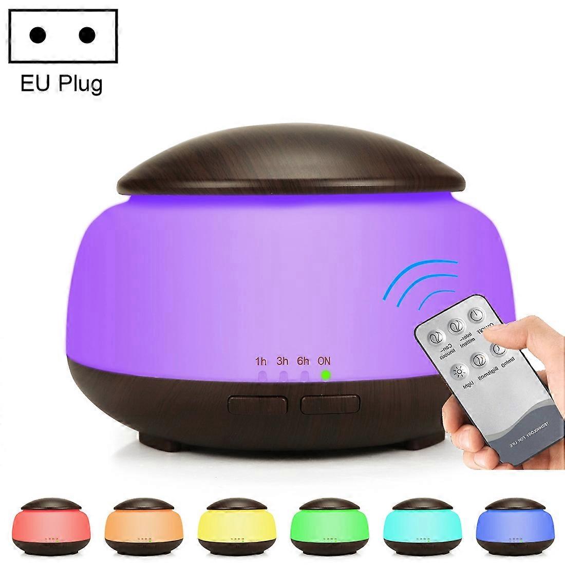 Wood Grain Humidifier Air Purifier Ultrasonic Atomization Household Aromatherapy Machine with LED EU Plug