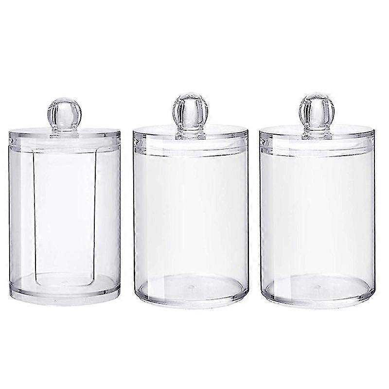 3pcs Clear Cotton Ball And Swab Holder With Lid, Dispenser Storage Jars For Make Up Pads, Cosmetics