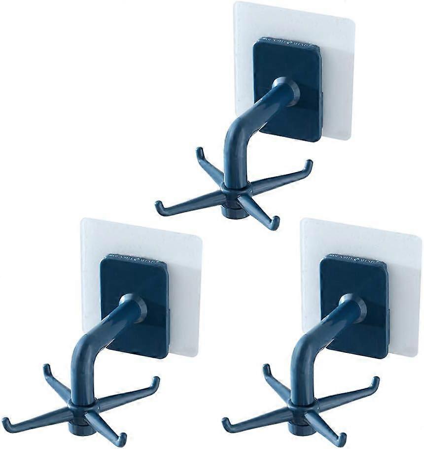 3 Pack Rotating Adhesive Wall Hooks for Kitchen Bathroom