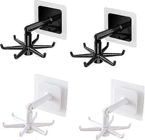 4 PCS 360Rotating Folding Hook Self-Adhesive Wall Hooks Kitchen Hooks for Hanging,Waterproof Utility Hook Towel Key Hooks ,180 Degrees Vertical Flip