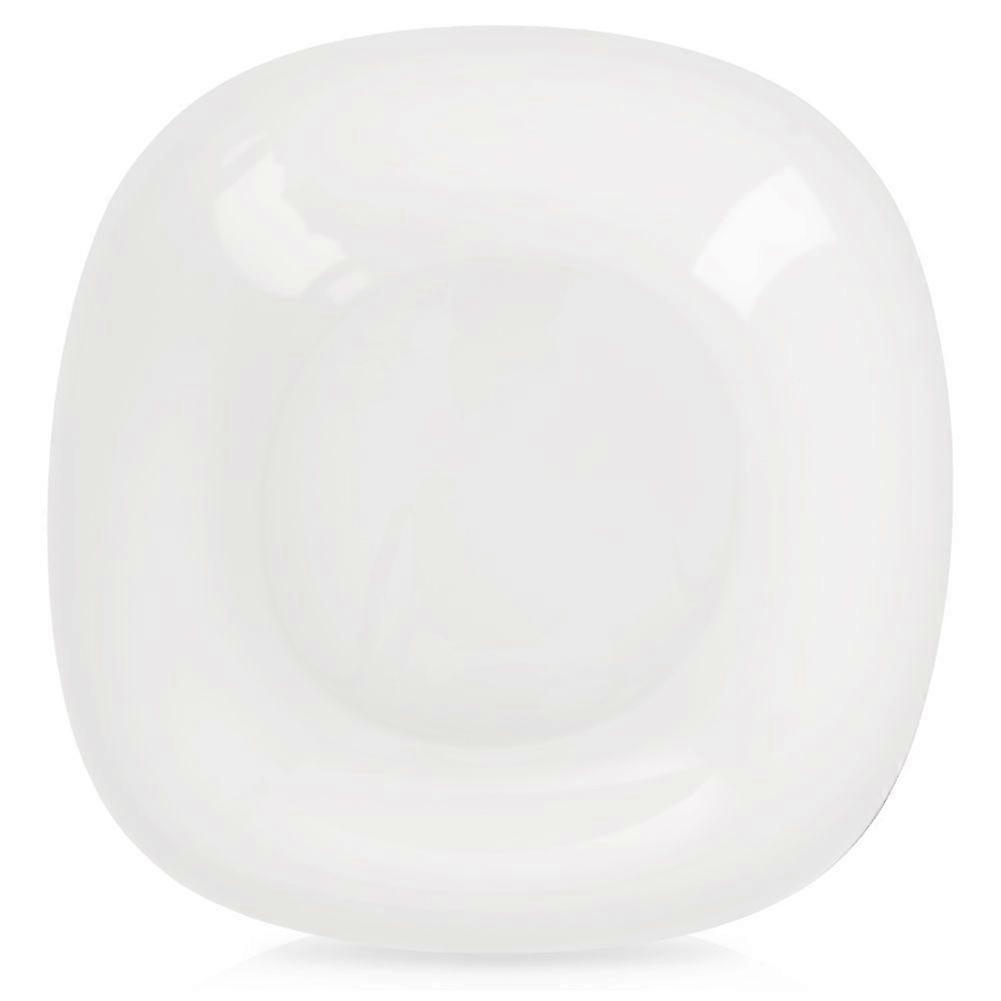 Kvadratisk vit opalglas tallrik för soppor