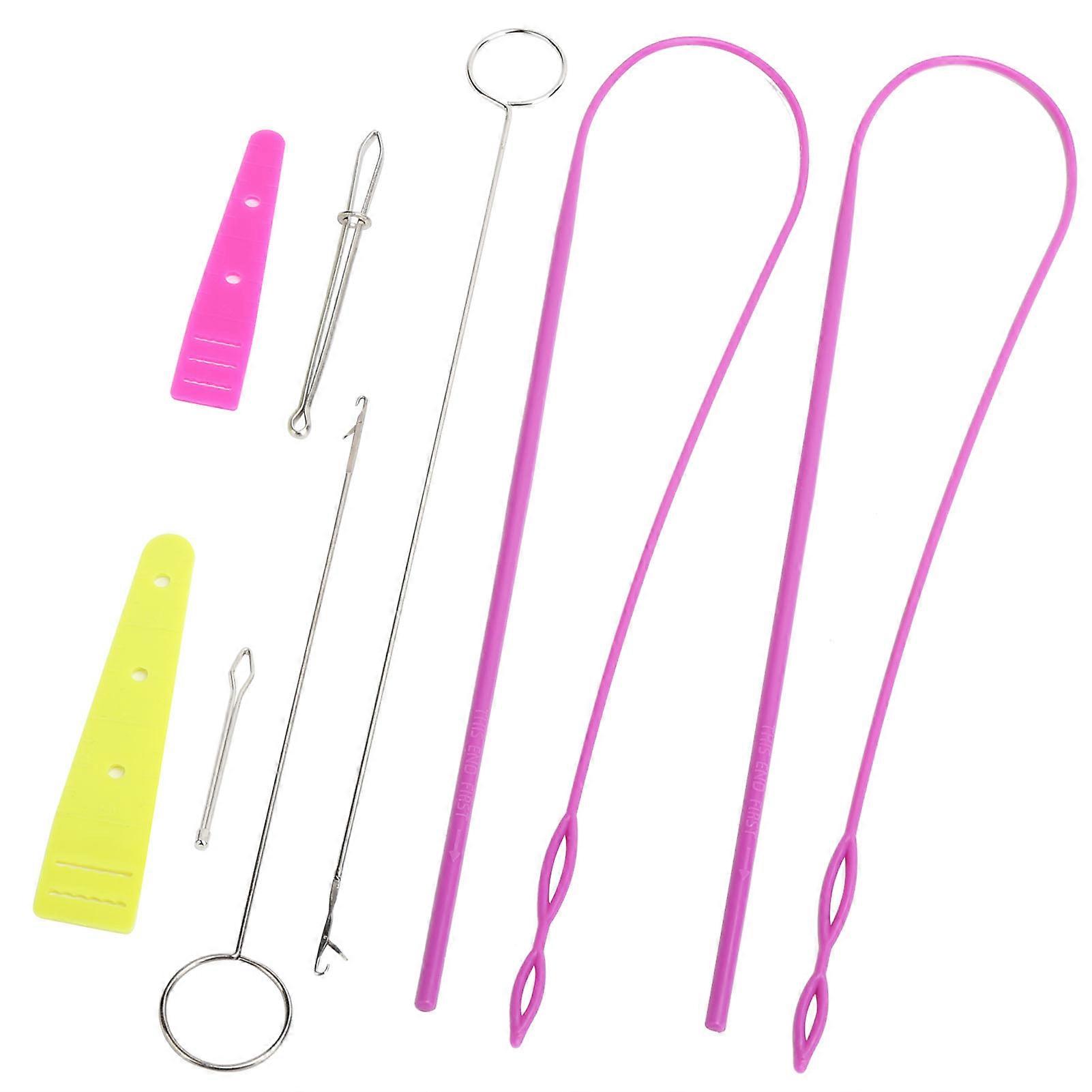 9Pcs DIY Drawstring Threader Set Sewing Loop Turner Hook and Tweezers Home Sewing Tool